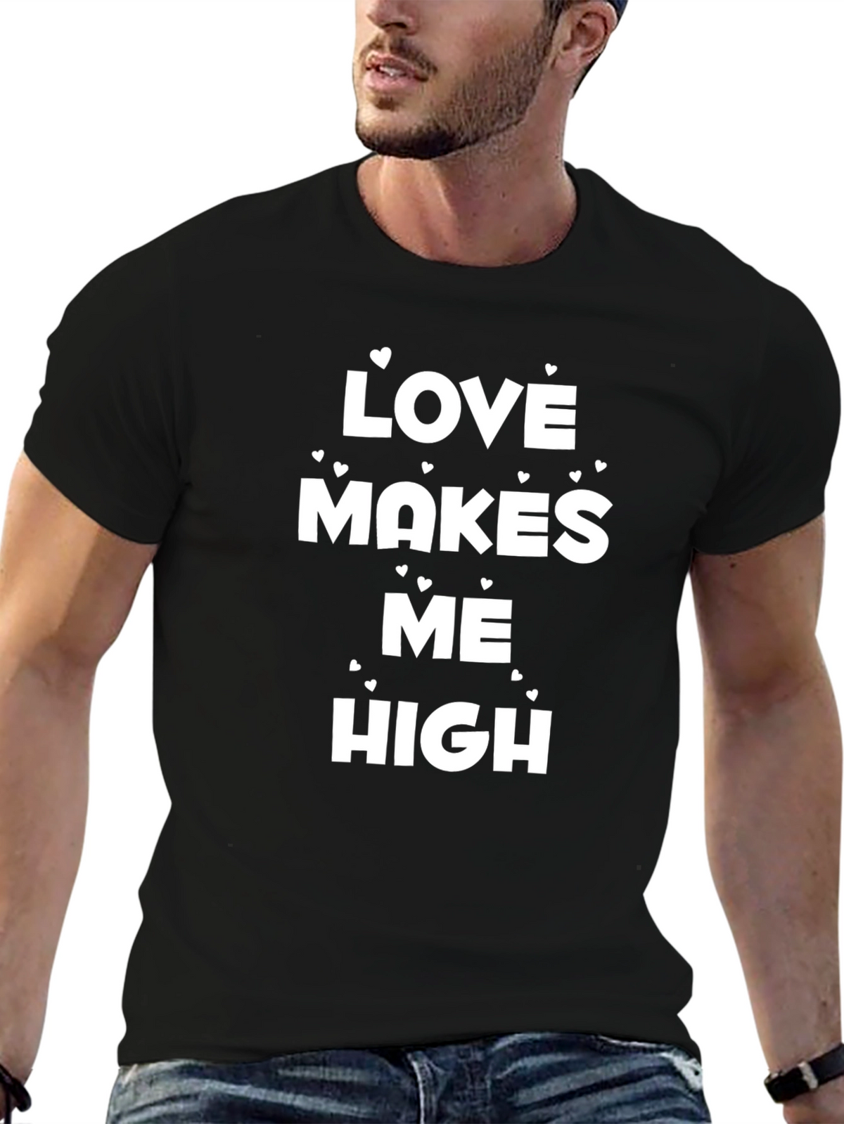Love Makes Me High T-Shirt Black Casual Tee