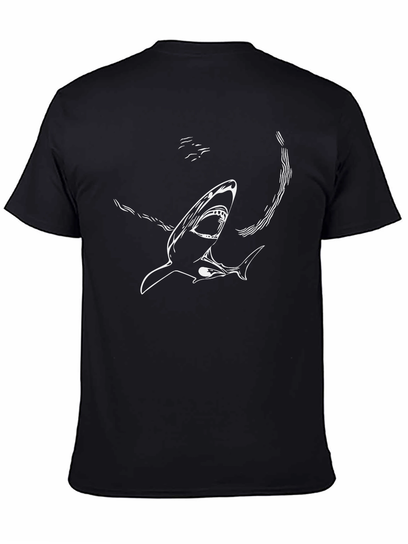 Shark Graphic Tee - Mens Black Cotton T-Shirt