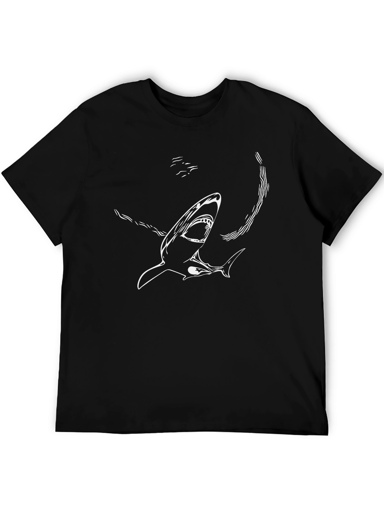 Shark Graphic Tee - Mens Black Cotton T-Shirt