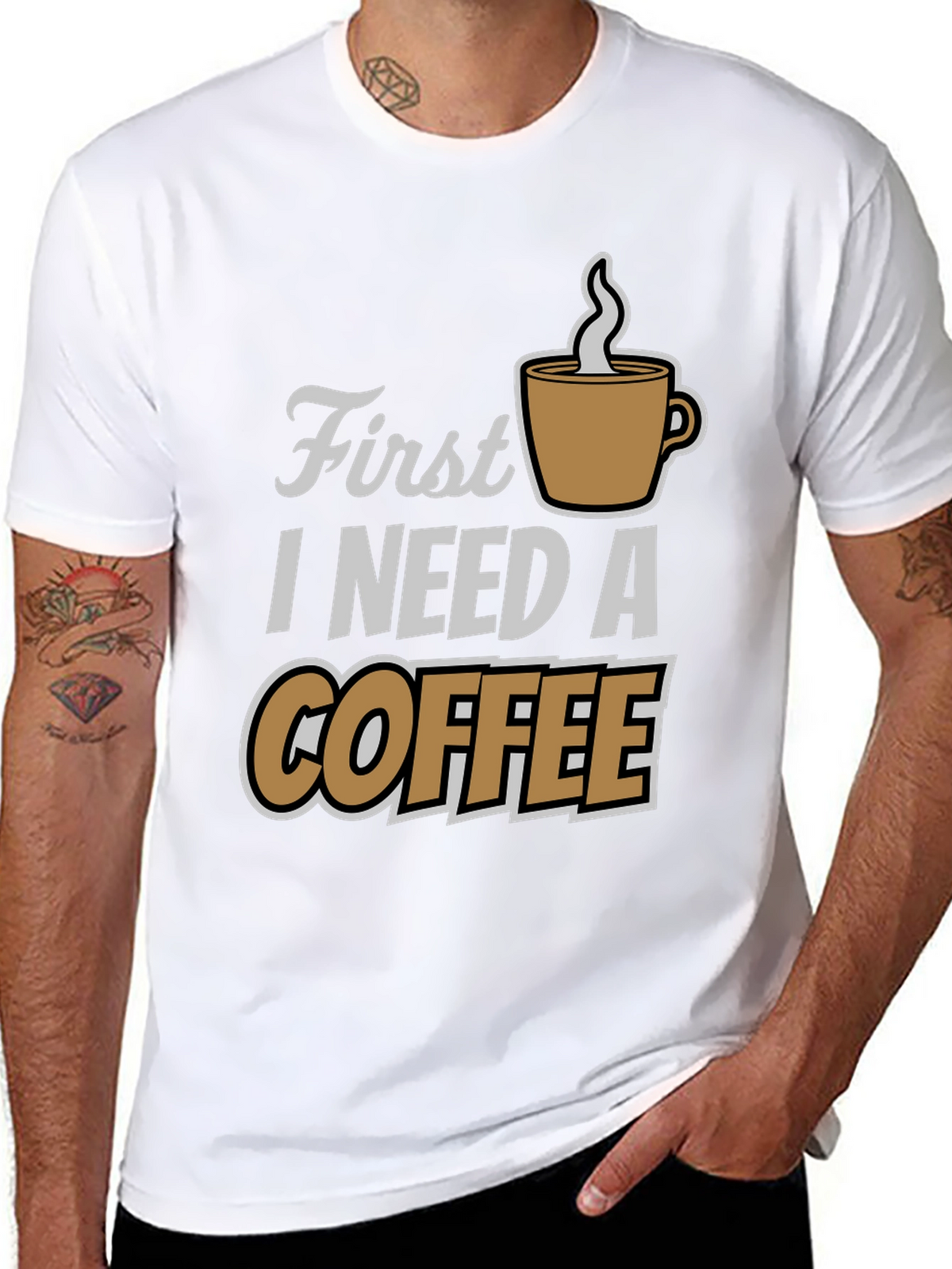 First I Need Coffee Graphic Tee - Black