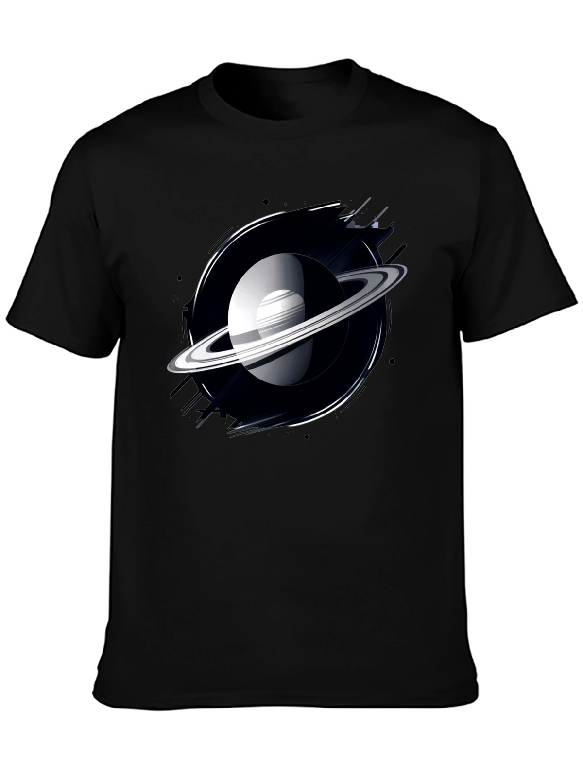 Saturn Graphic Black T-Shirt - Space Lover Tee