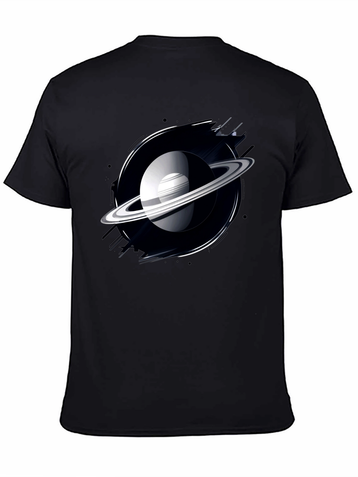 Saturn Graphic Black T-Shirt - Space Lover Tee