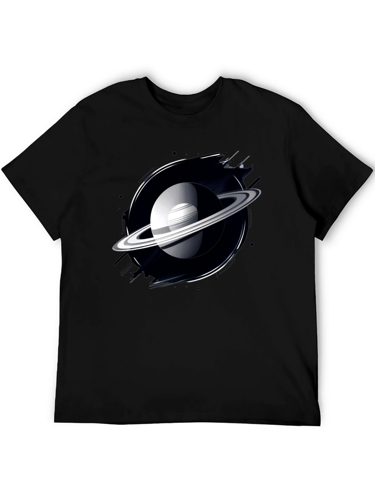 Saturn Graphic Black T-Shirt - Space Lover Tee