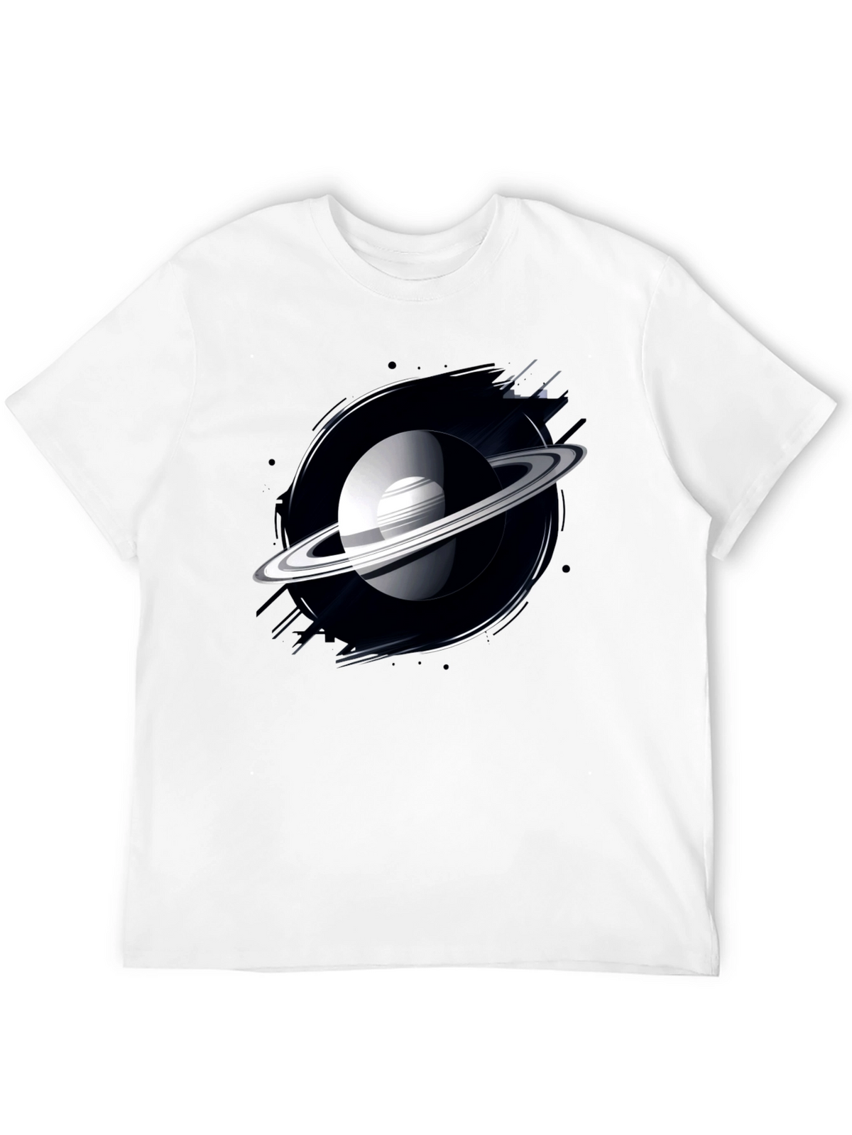 Saturn Graphic Black T-Shirt - Space Lover Tee