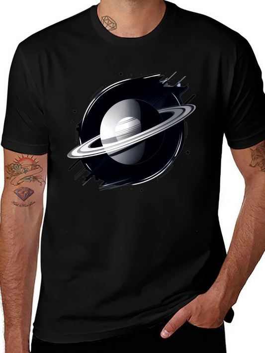 Saturn Graphic Black T-Shirt - Space Lover Tee