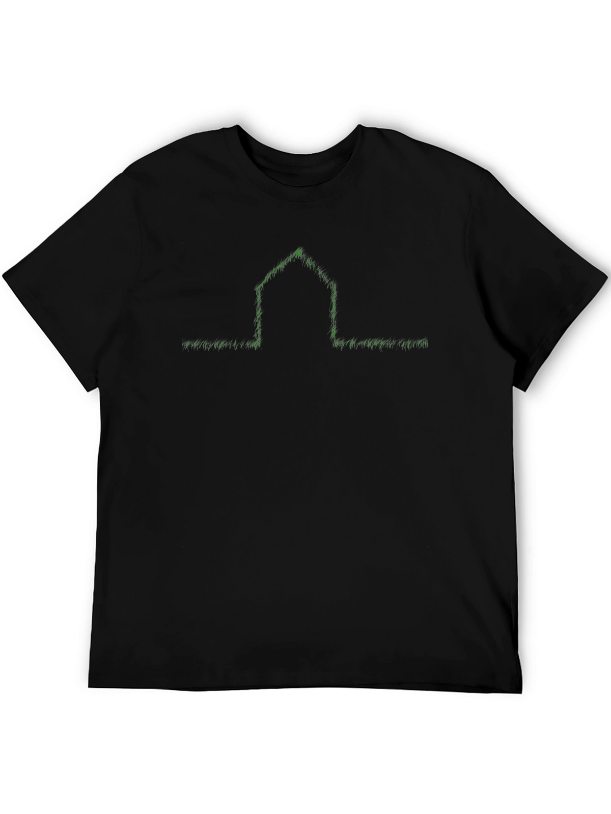 Green Grass House Graphic Black T-Shirt