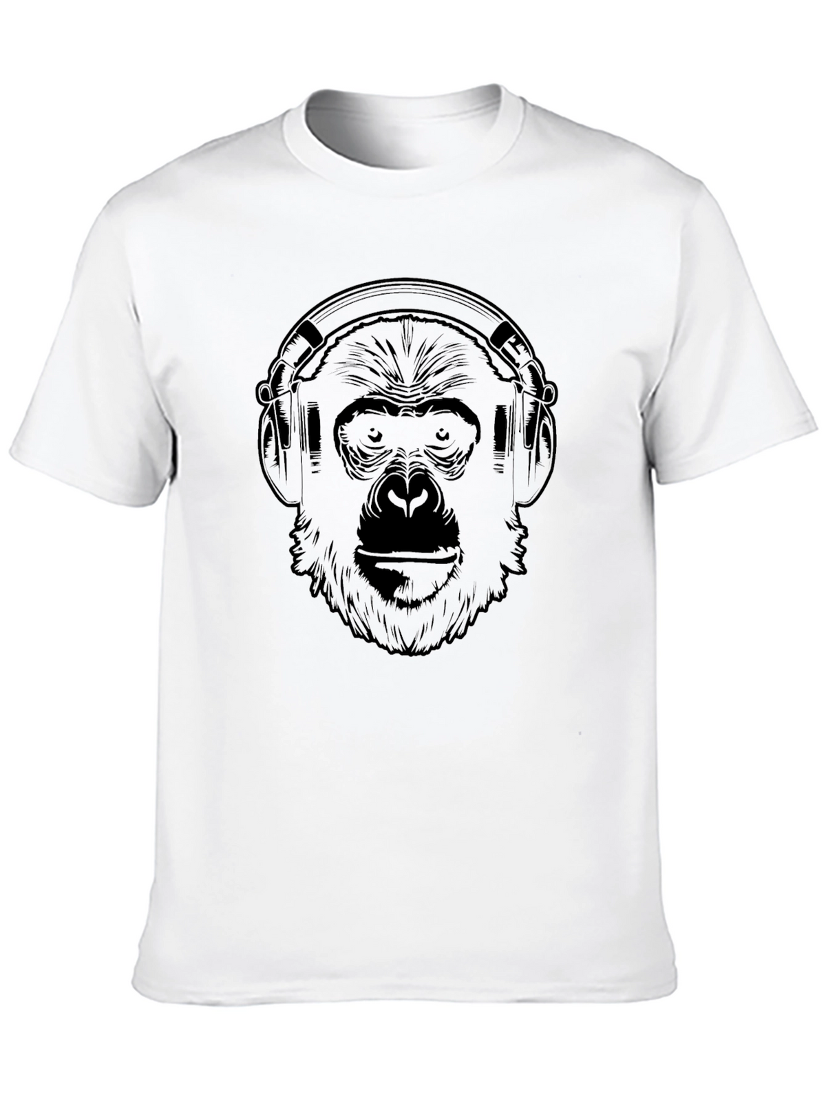 Monkey Headphones Black T-Shirt