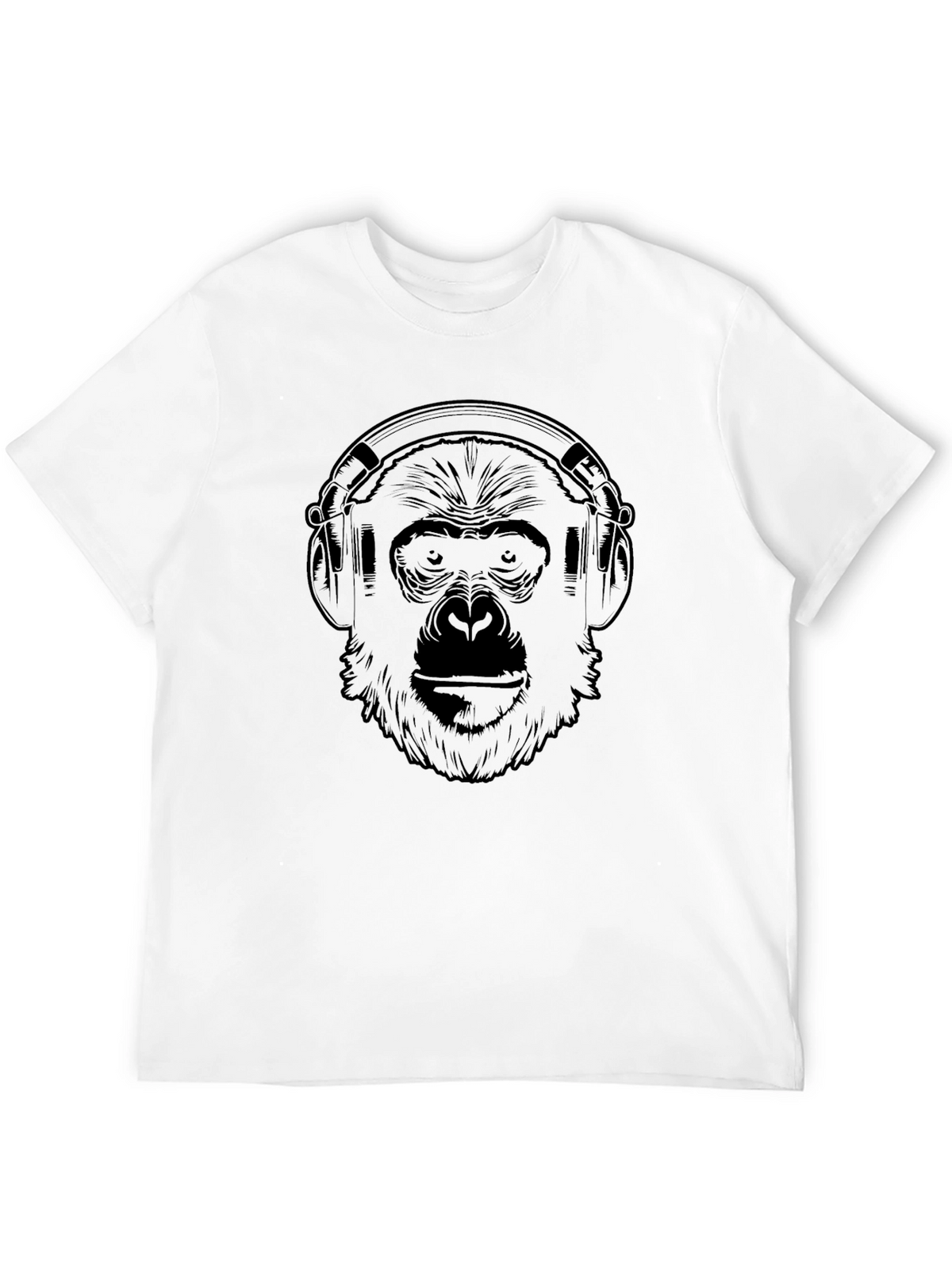 Monkey Headphones Black T-Shirt