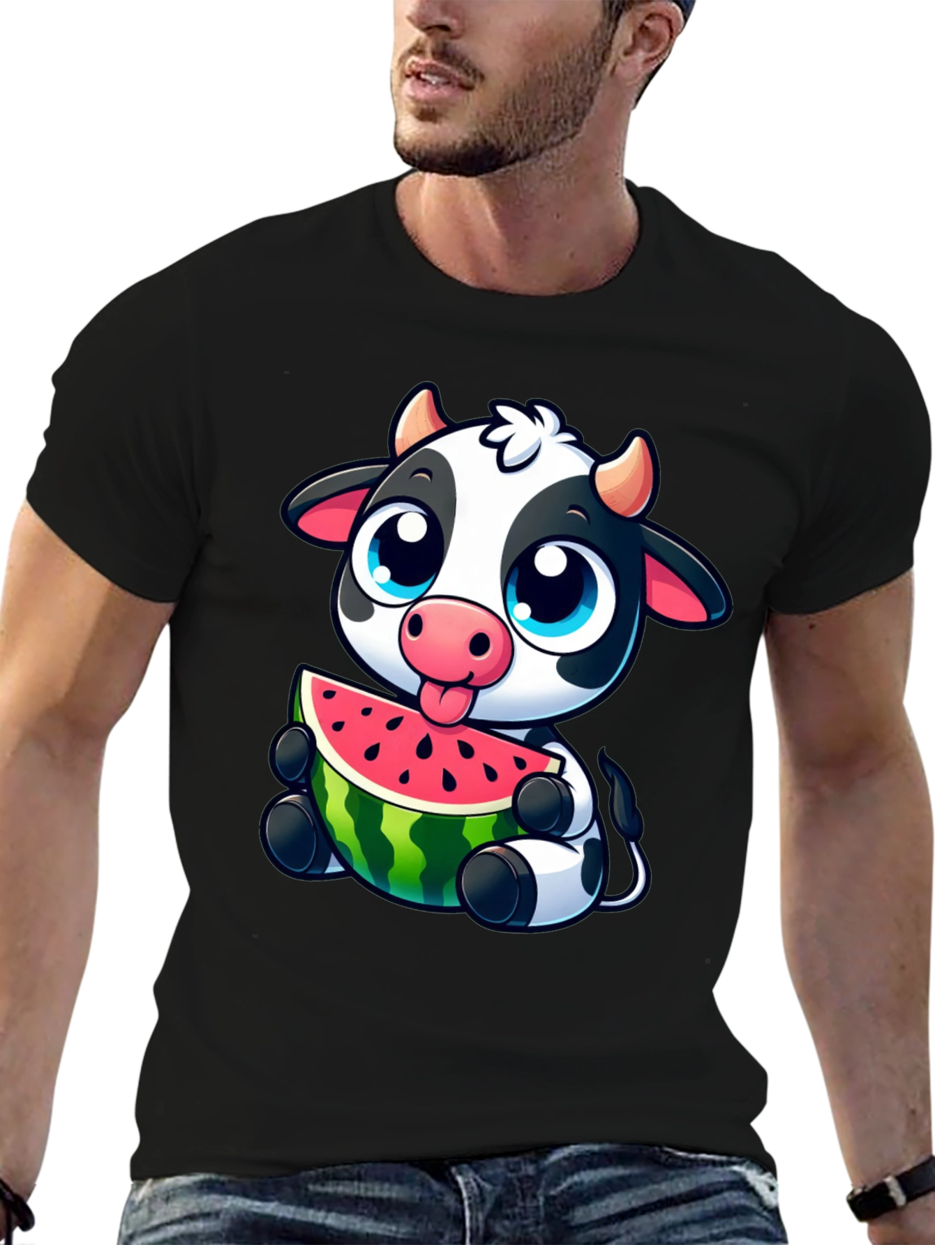 Cute Cow Watermelon Graphic Tee