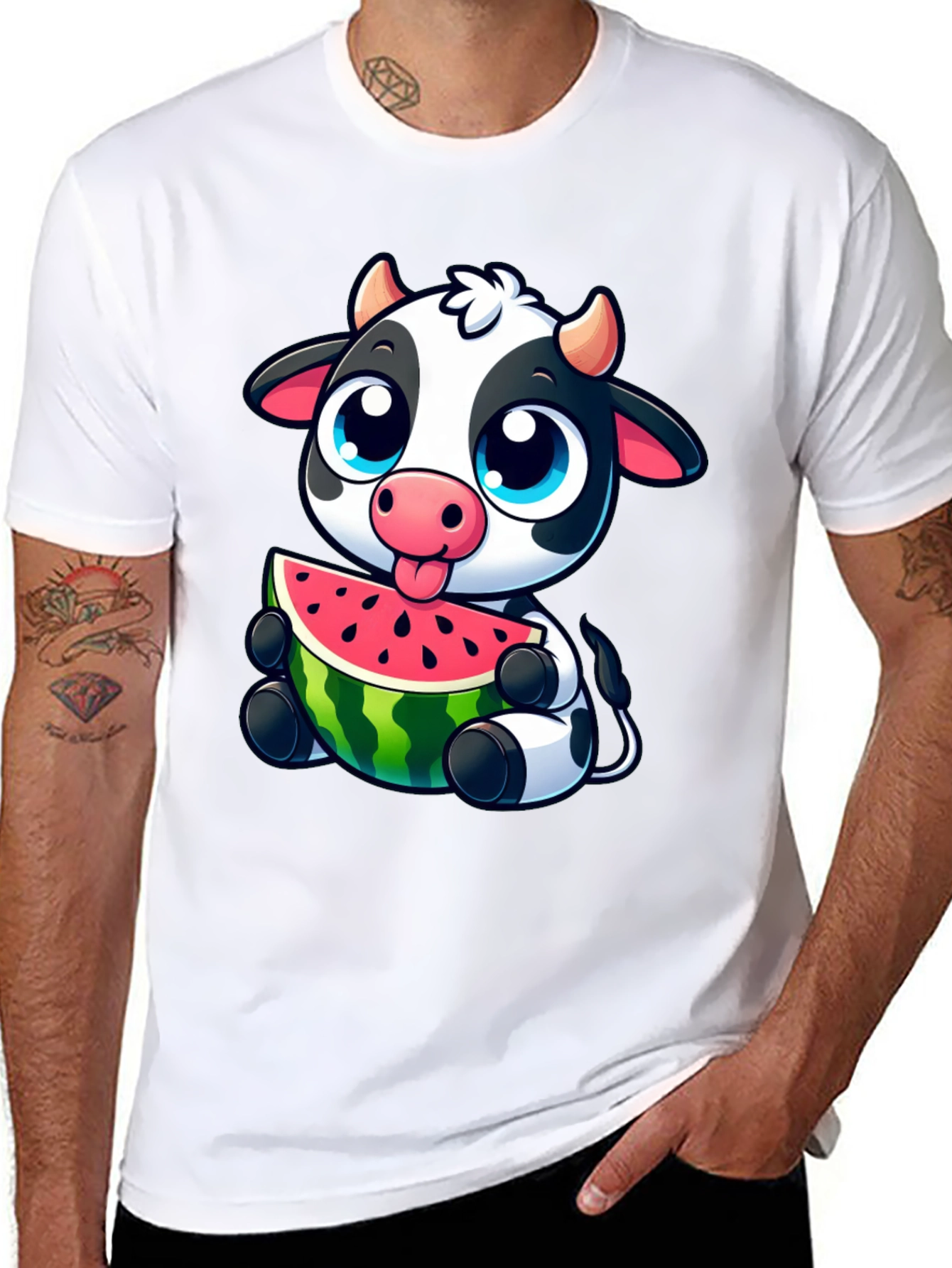 Cute Cow Watermelon Graphic Tee
