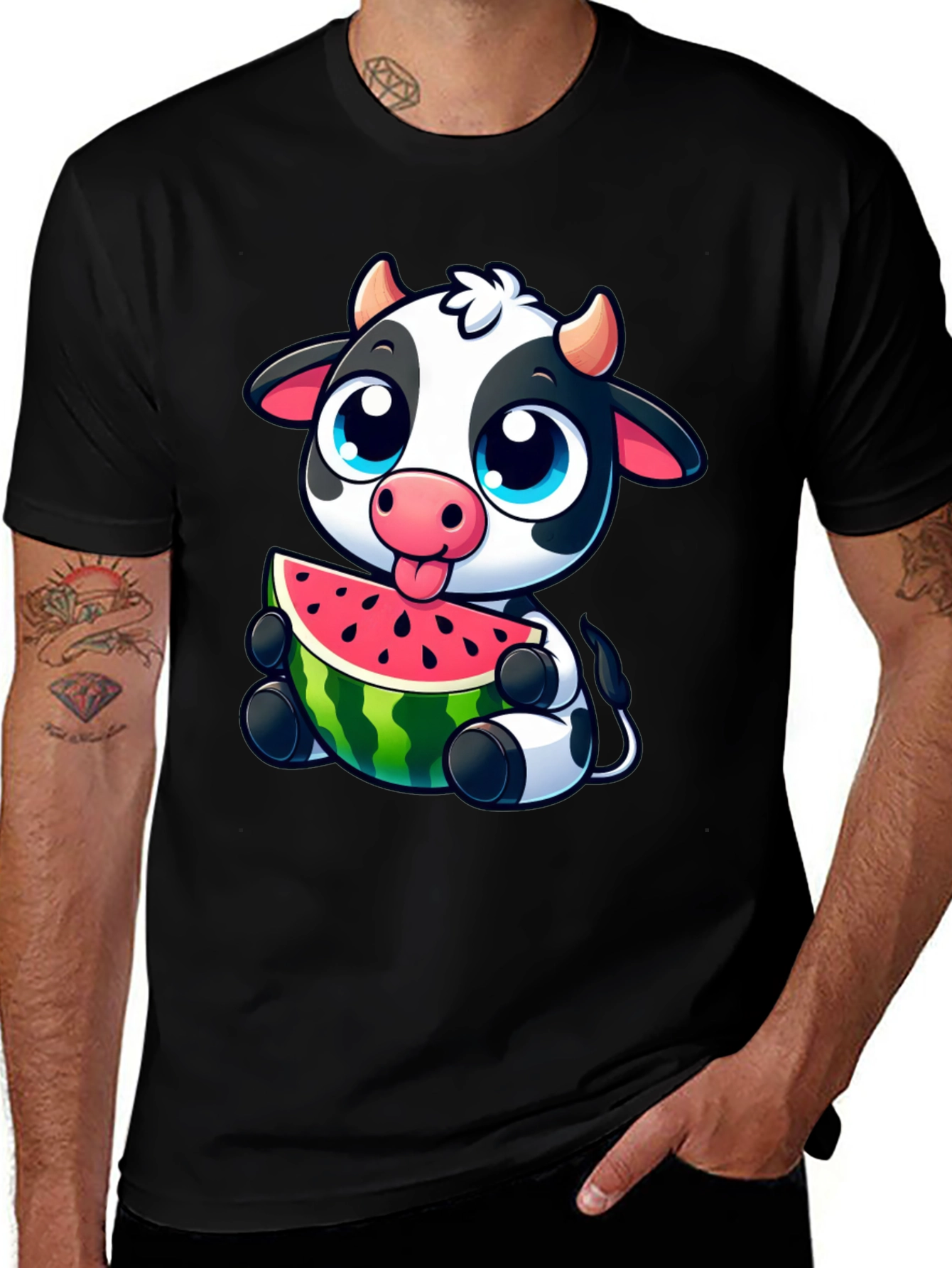 Cute Cow Watermelon Graphic Tee