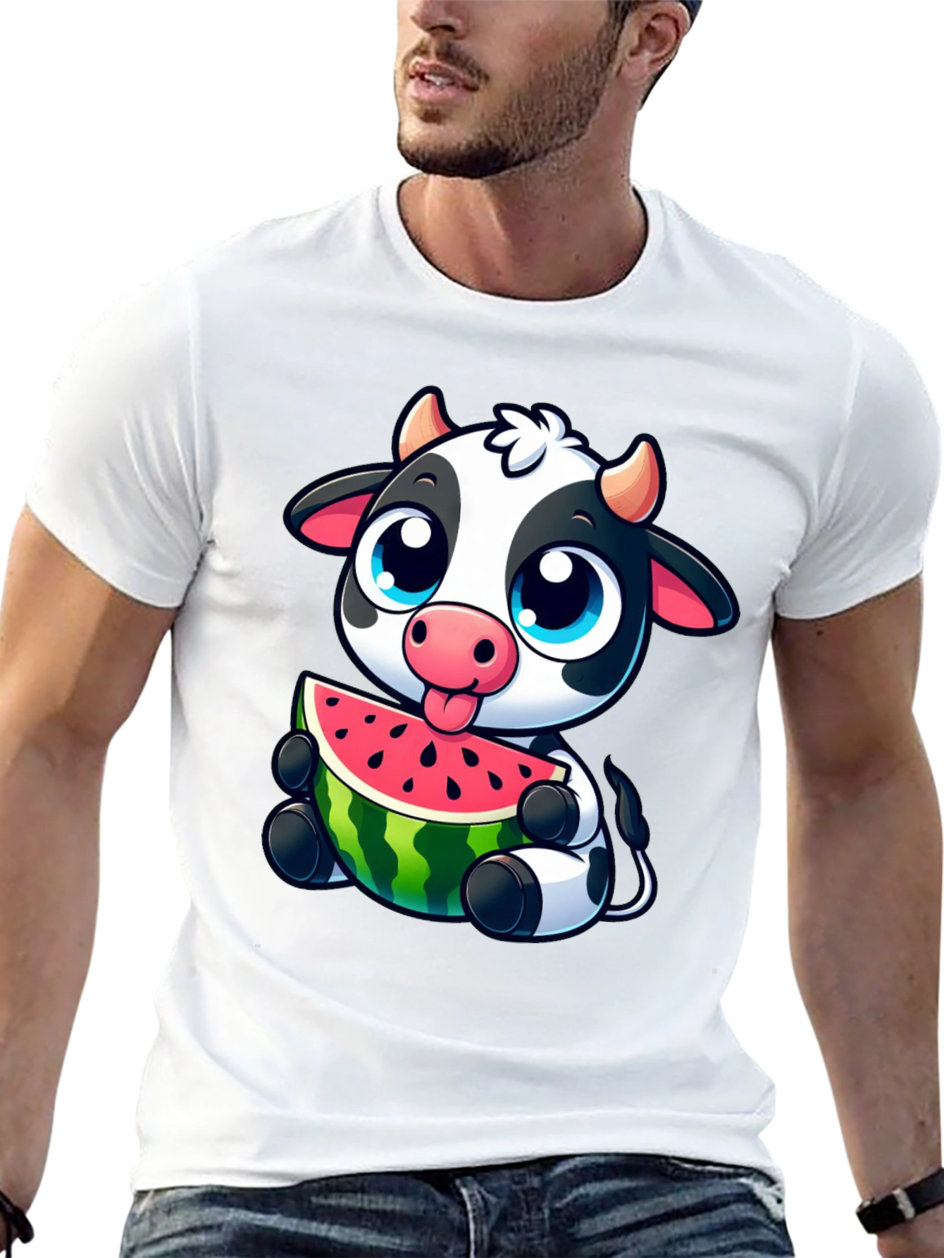 Cute Cow Watermelon Graphic Tee
