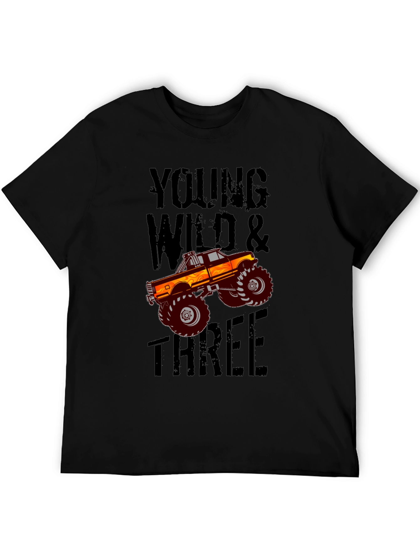 Young Wild & Three Monster Truck Graphic T-Shirt