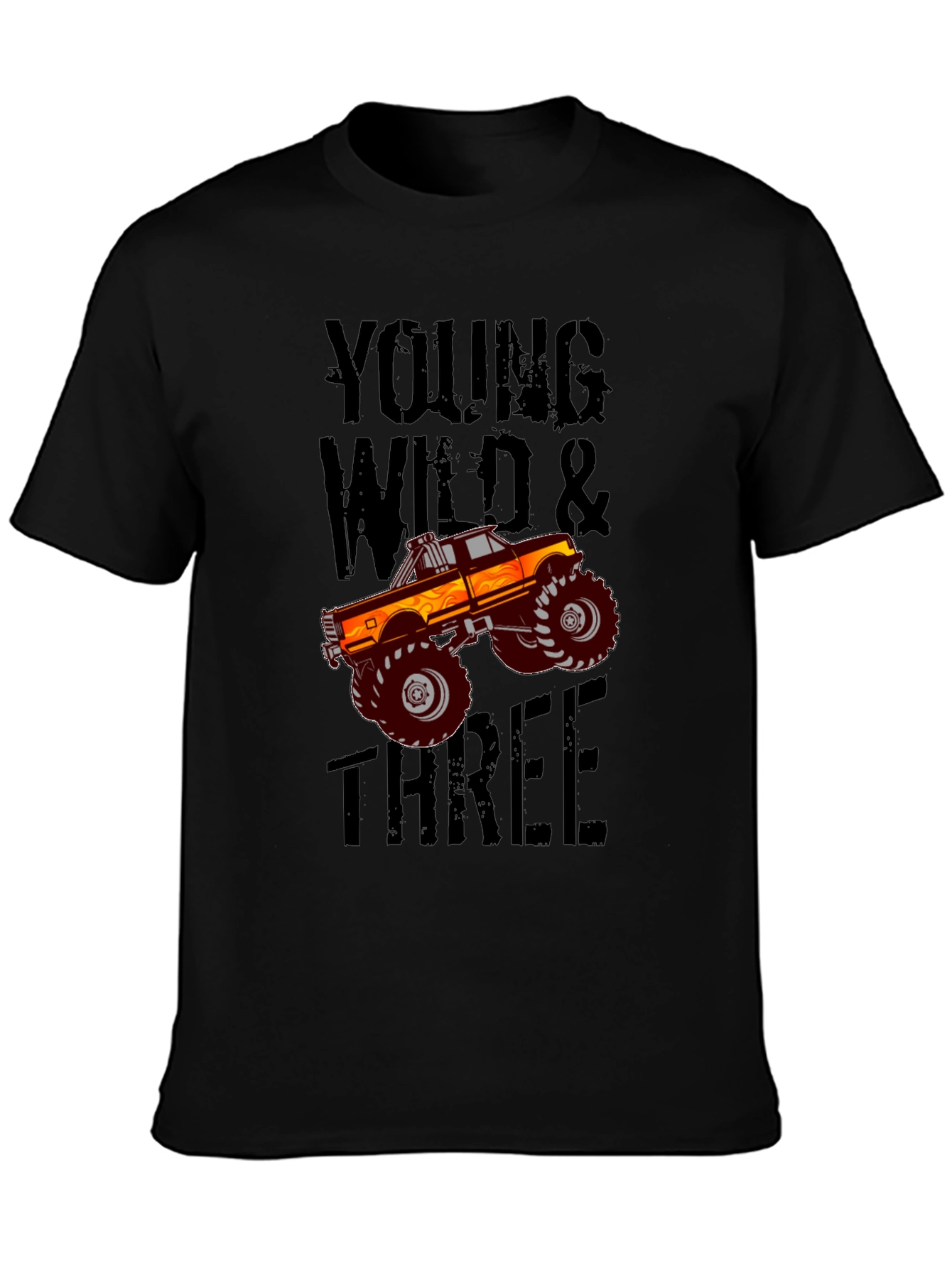 Young Wild & Three Monster Truck Graphic T-Shirt