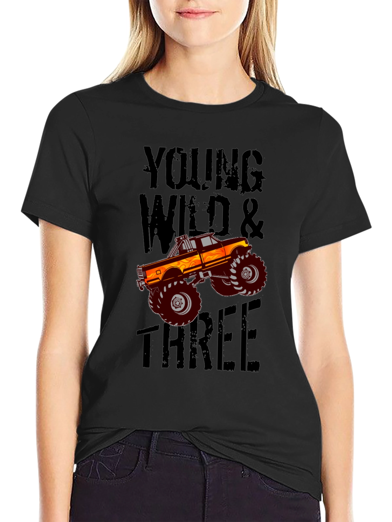 Young Wild & Three Monster Truck Graphic T-Shirt