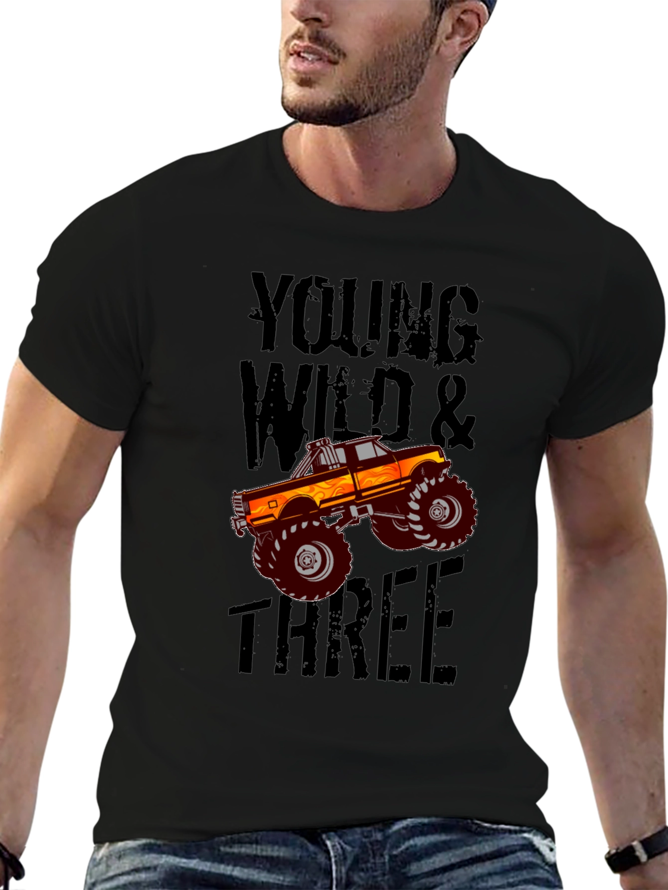 Young Wild & Three Monster Truck Graphic T-Shirt