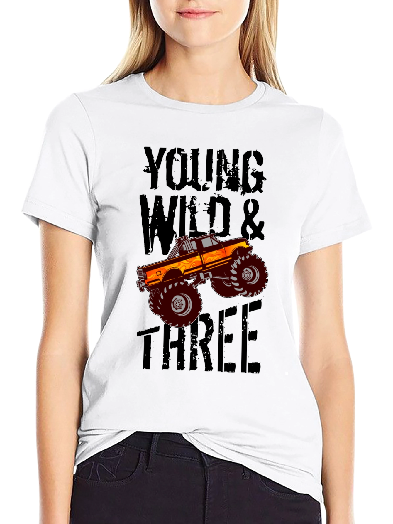 Young Wild & Three Monster Truck Graphic T-Shirt