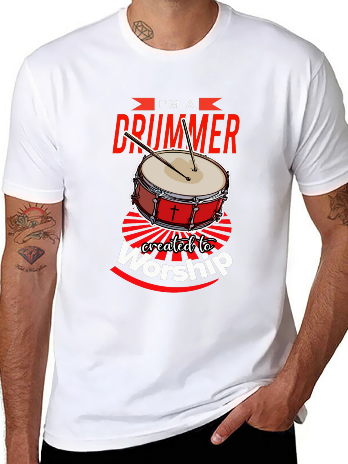 Im A Drummer Created To Worship T-Shirt