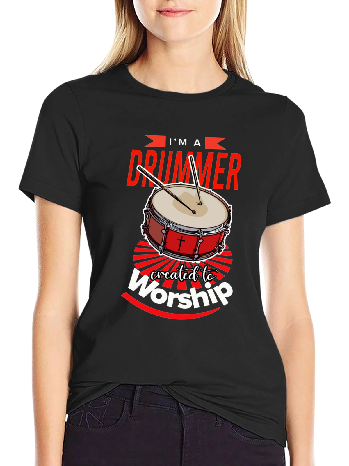 Im A Drummer Created To Worship T-Shirt