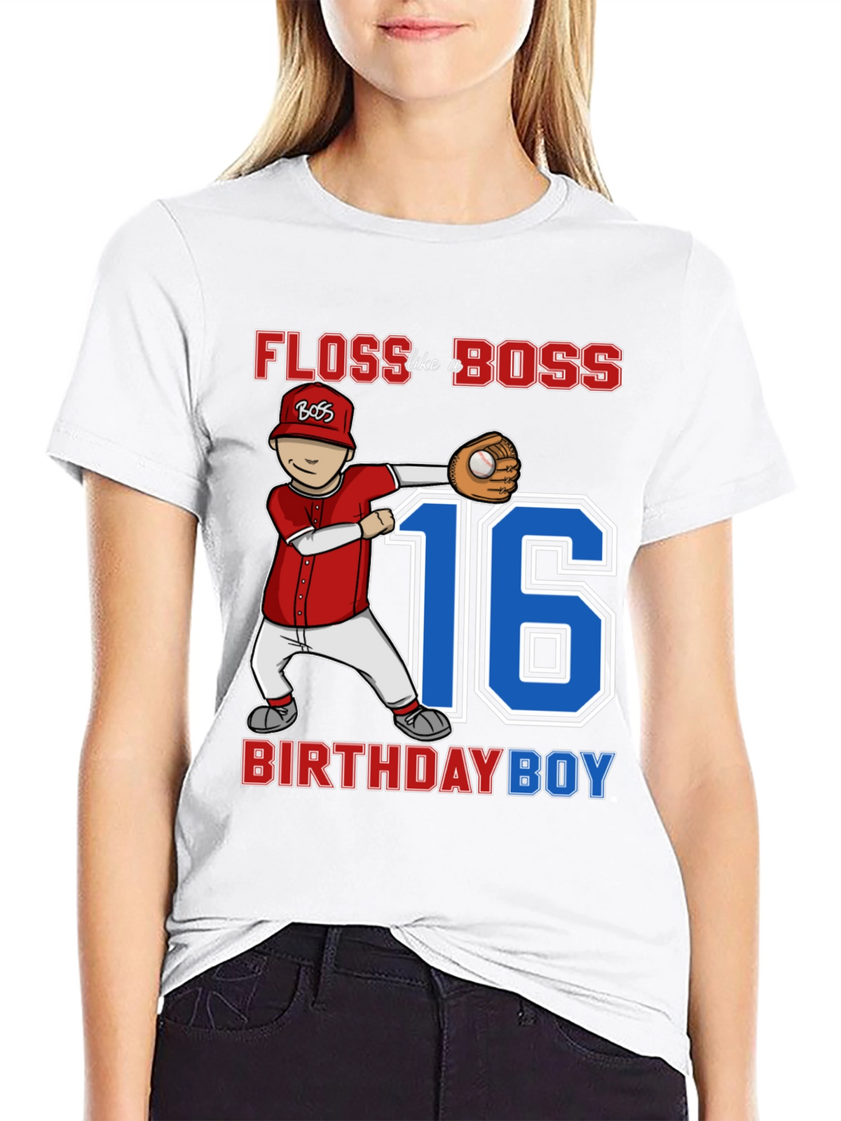 Floss Like a Boss 16th Birthday Boy Baseball T-Shirt
