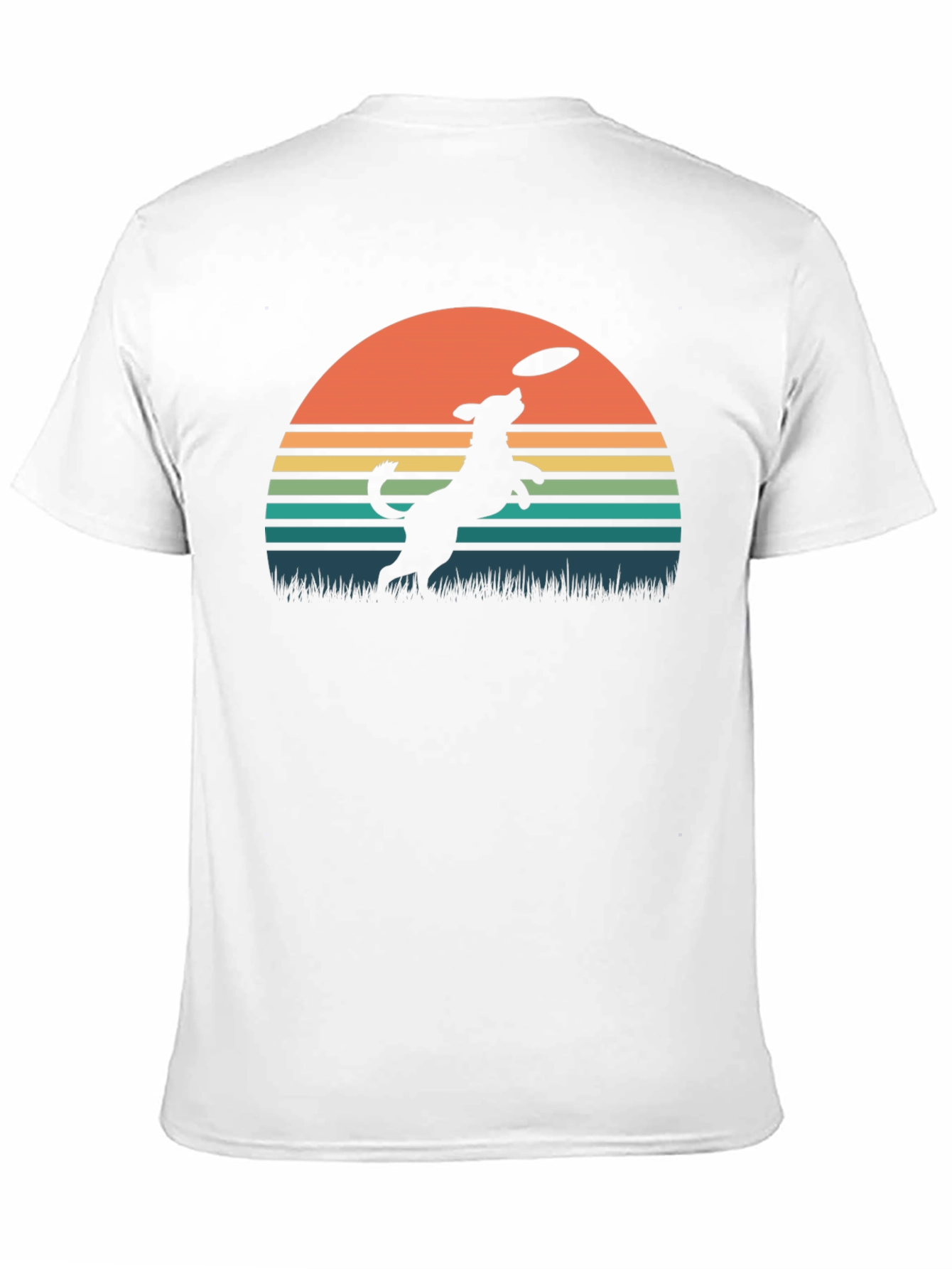 Dog Frisbee Sunset Graphic T-Shirt