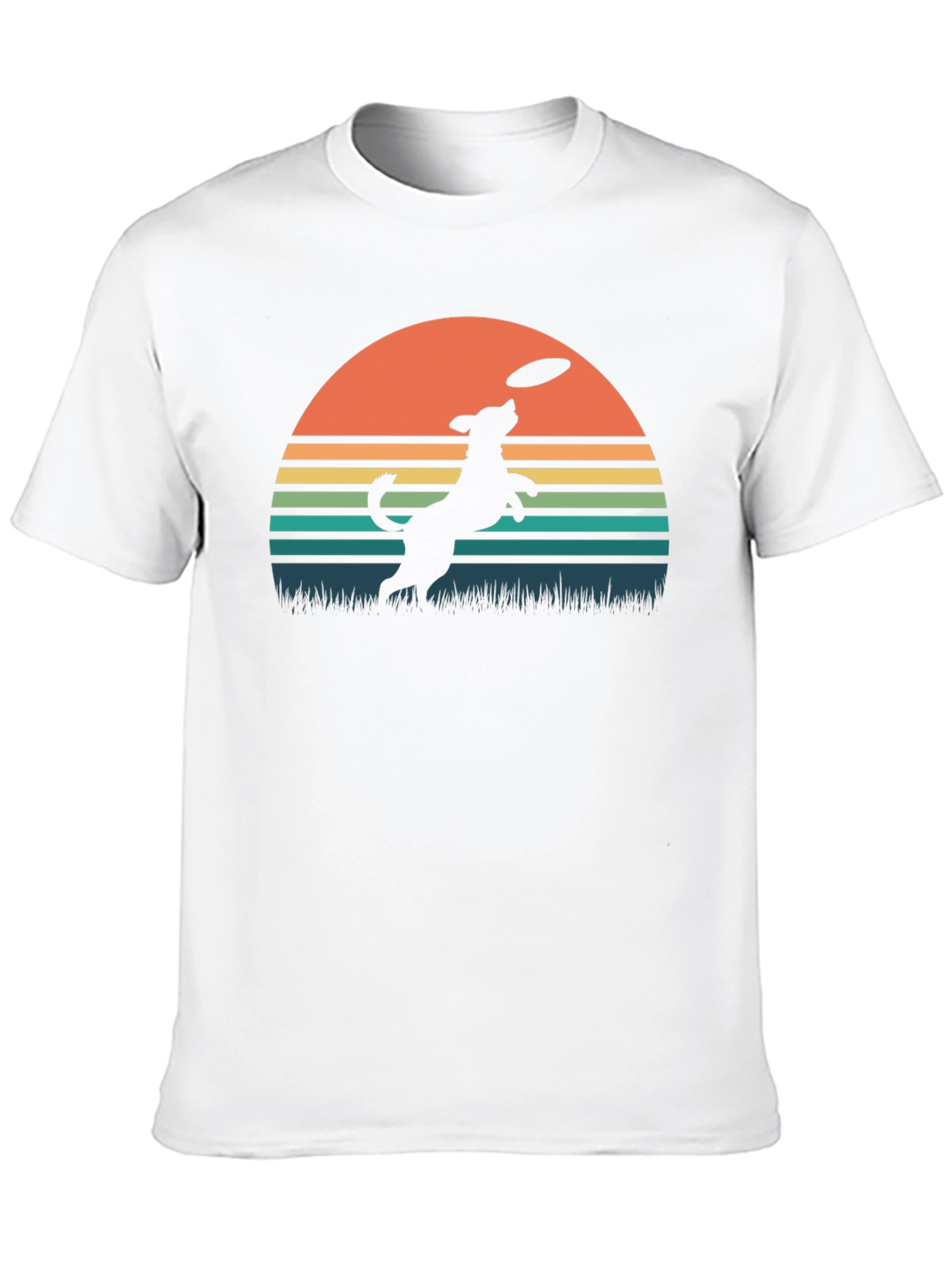 Dog Frisbee Sunset Graphic T-Shirt
