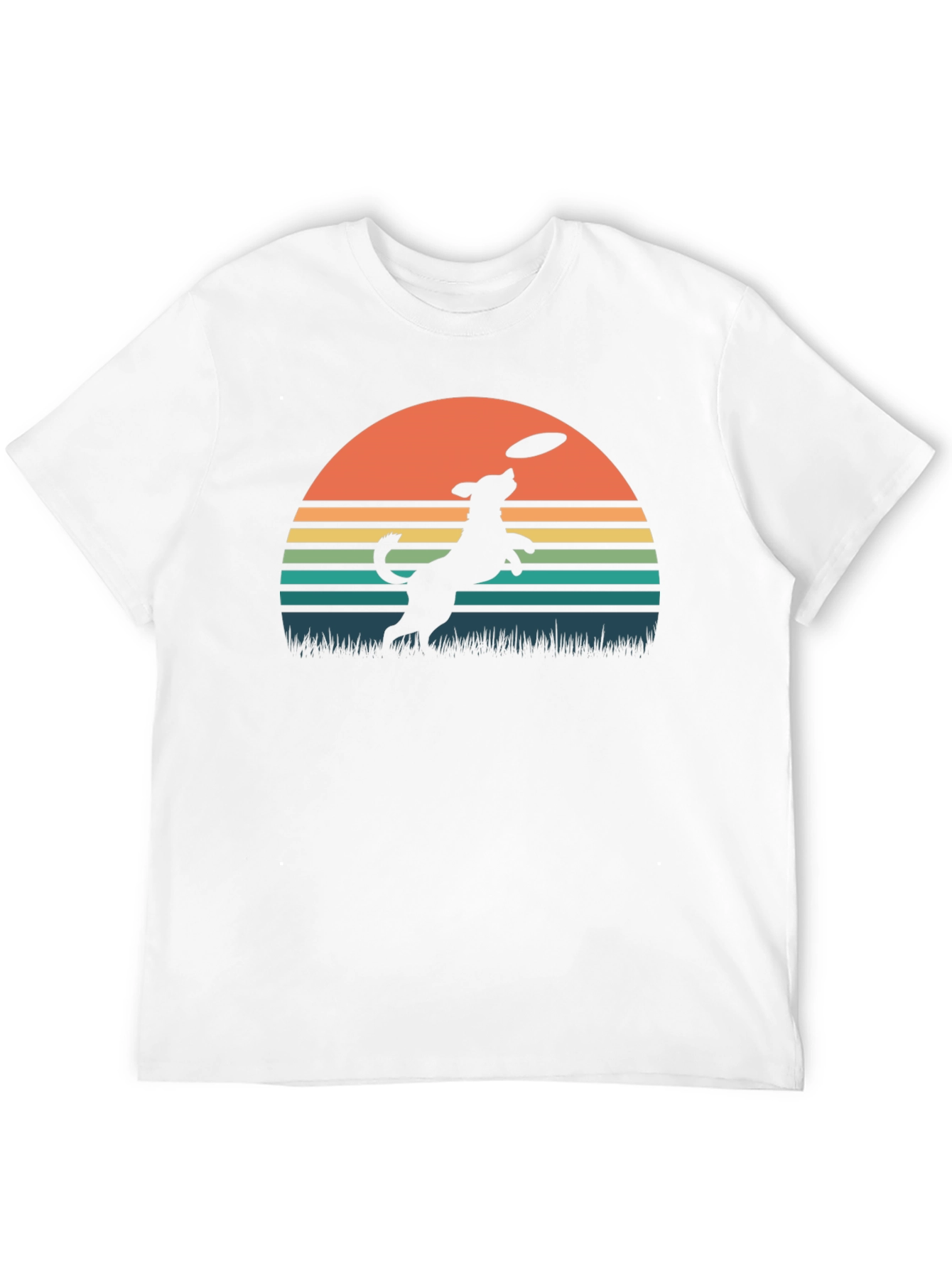 Dog Frisbee Sunset Graphic T-Shirt