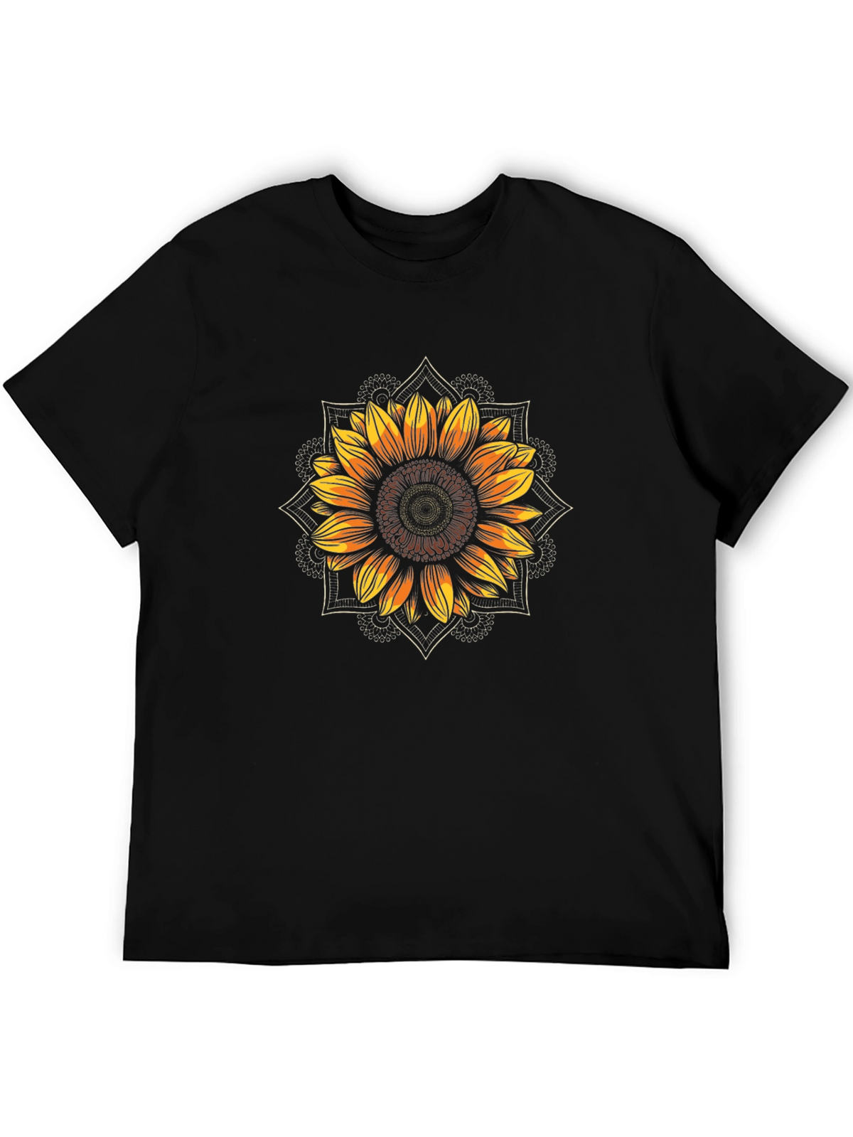 Sunflower Mandala Graphic Print T-Shirt