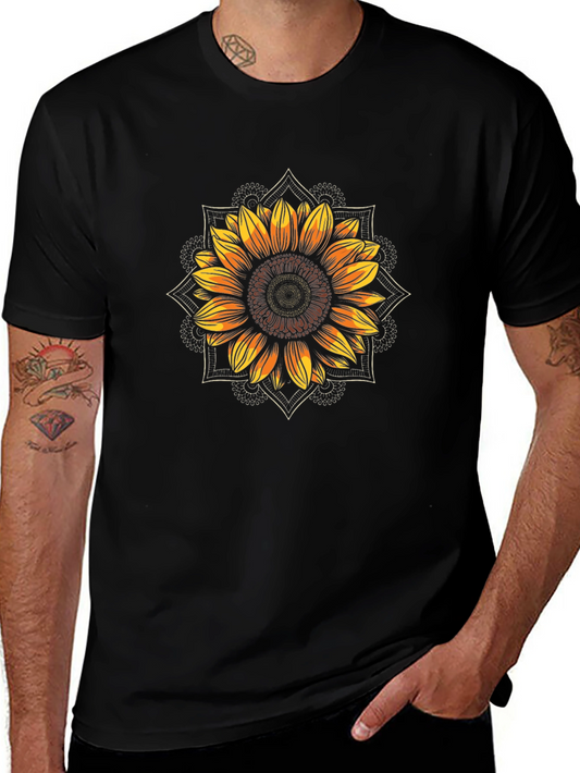 Sunflower Mandala Graphic Print T-Shirt