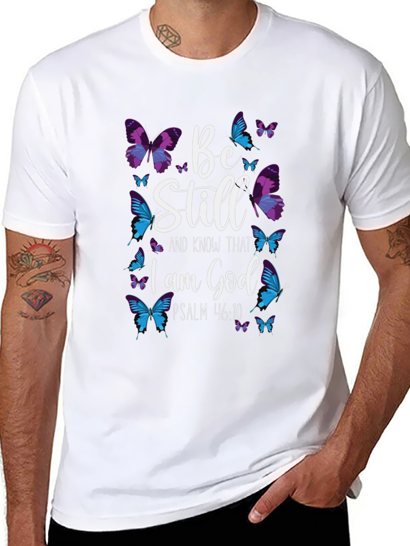 Be Still I am God T-Shirt Butterfly Design