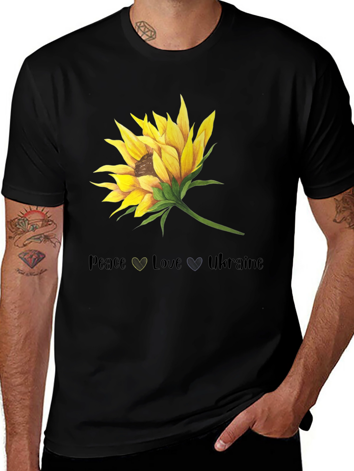Peace Love Ukraine Sunflower Graphic T-Shirt