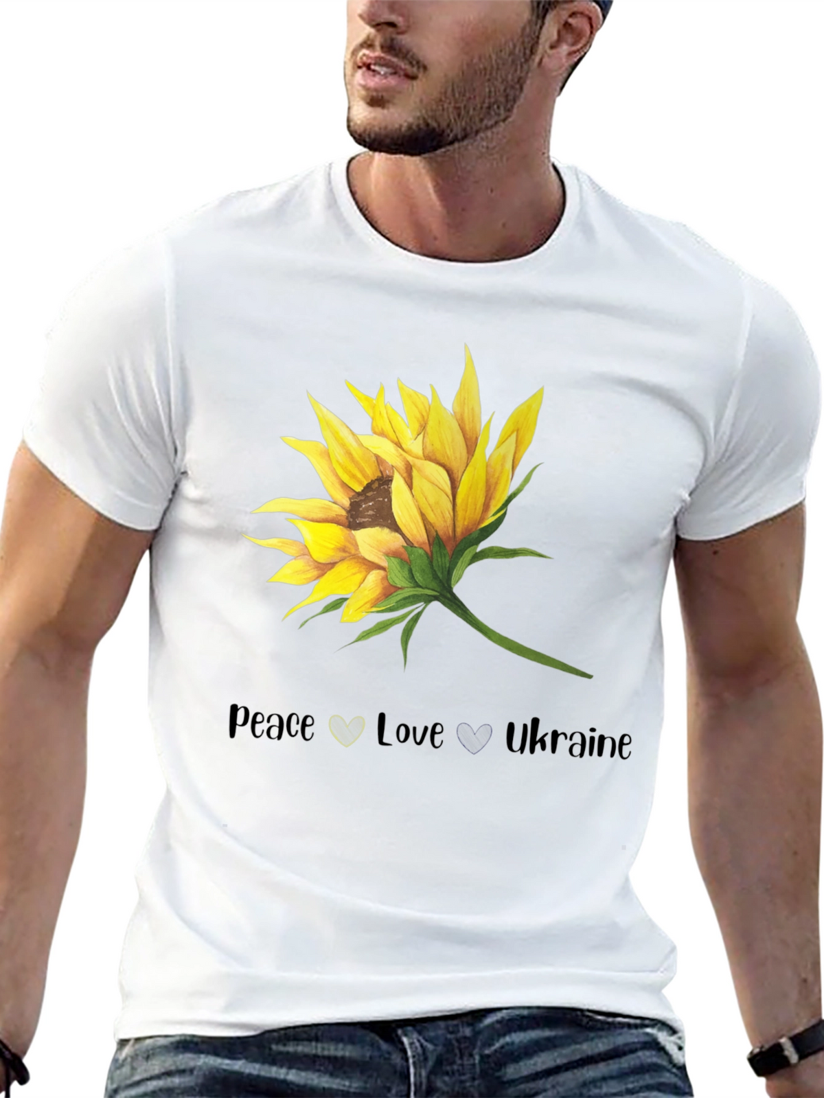 Peace Love Ukraine Sunflower Graphic T-Shirt