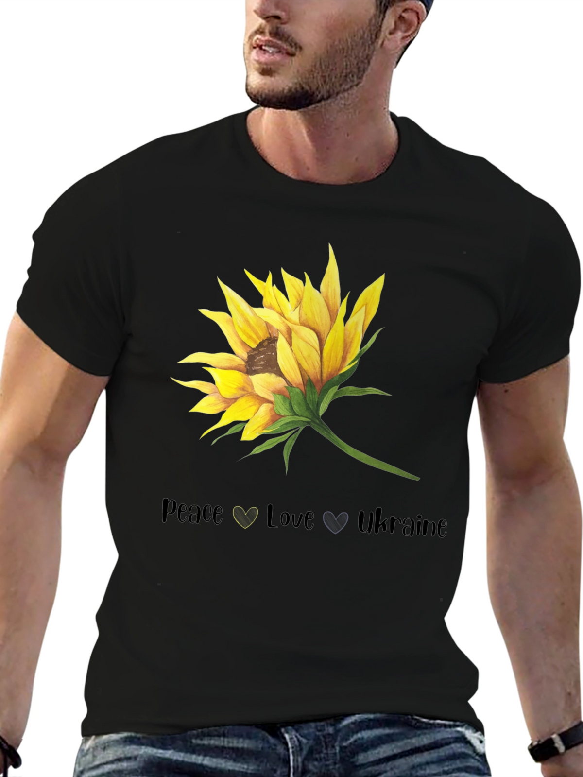 Peace Love Ukraine Sunflower Graphic T-Shirt