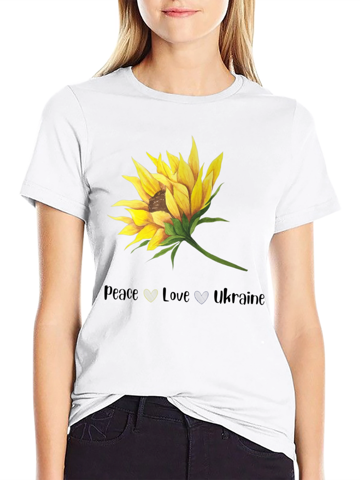 Peace Love Ukraine Sunflower Graphic T-Shirt