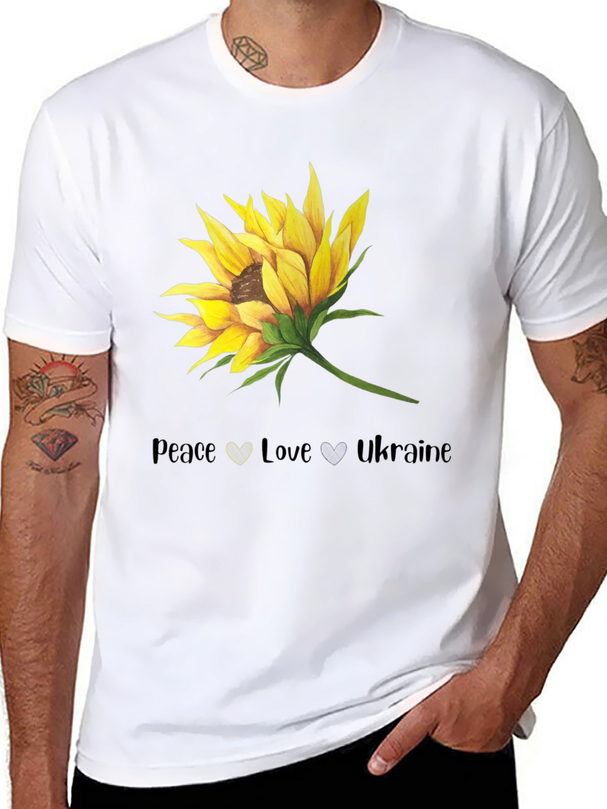 Peace Love Ukraine Sunflower Graphic T-Shirt