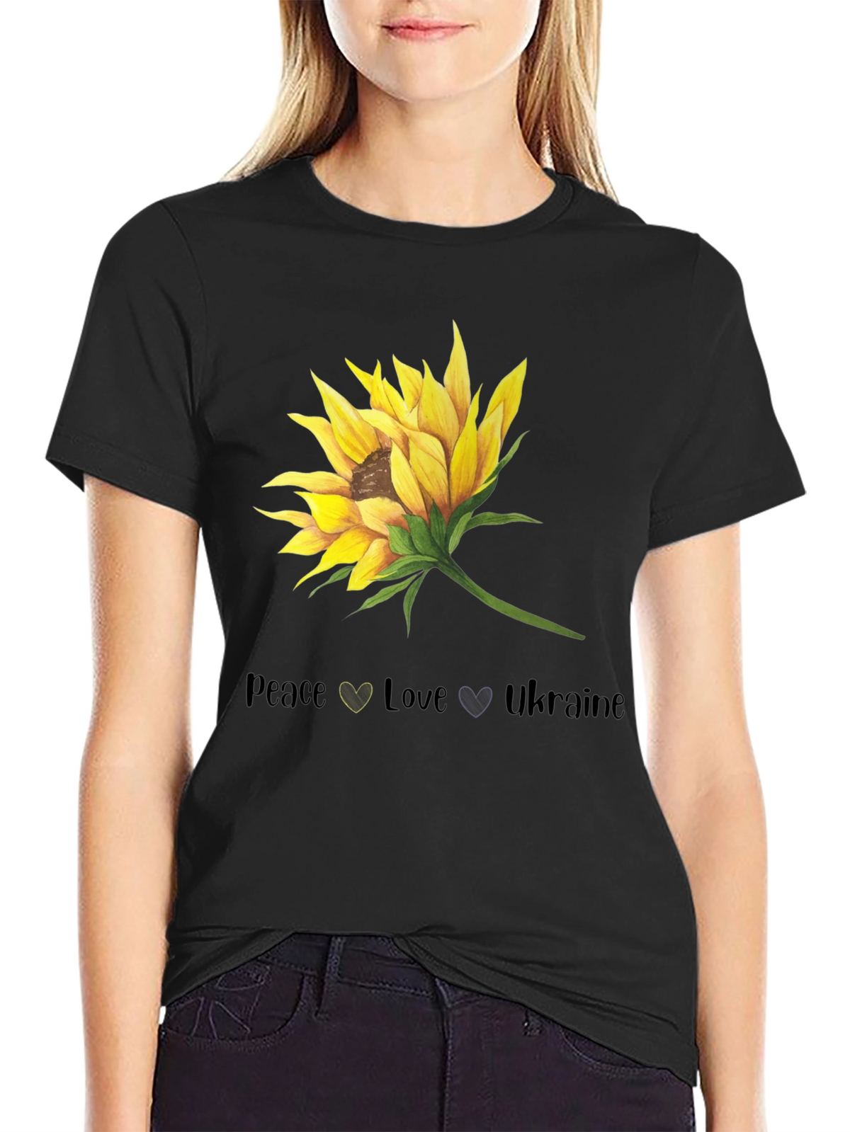 Peace Love Ukraine Sunflower Graphic T-Shirt
