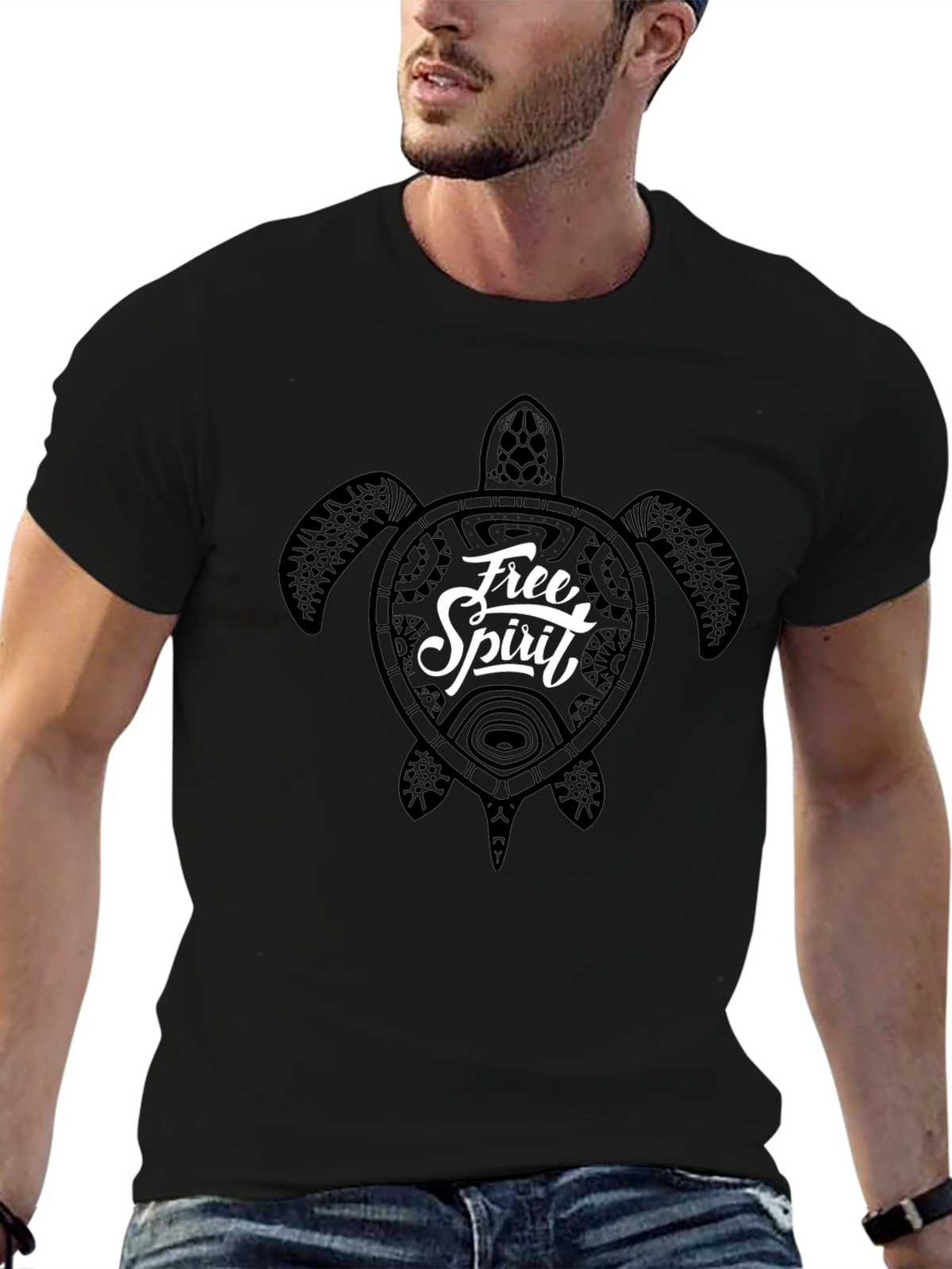 Free Spirit Turtle Graphic T-Shirt - Black