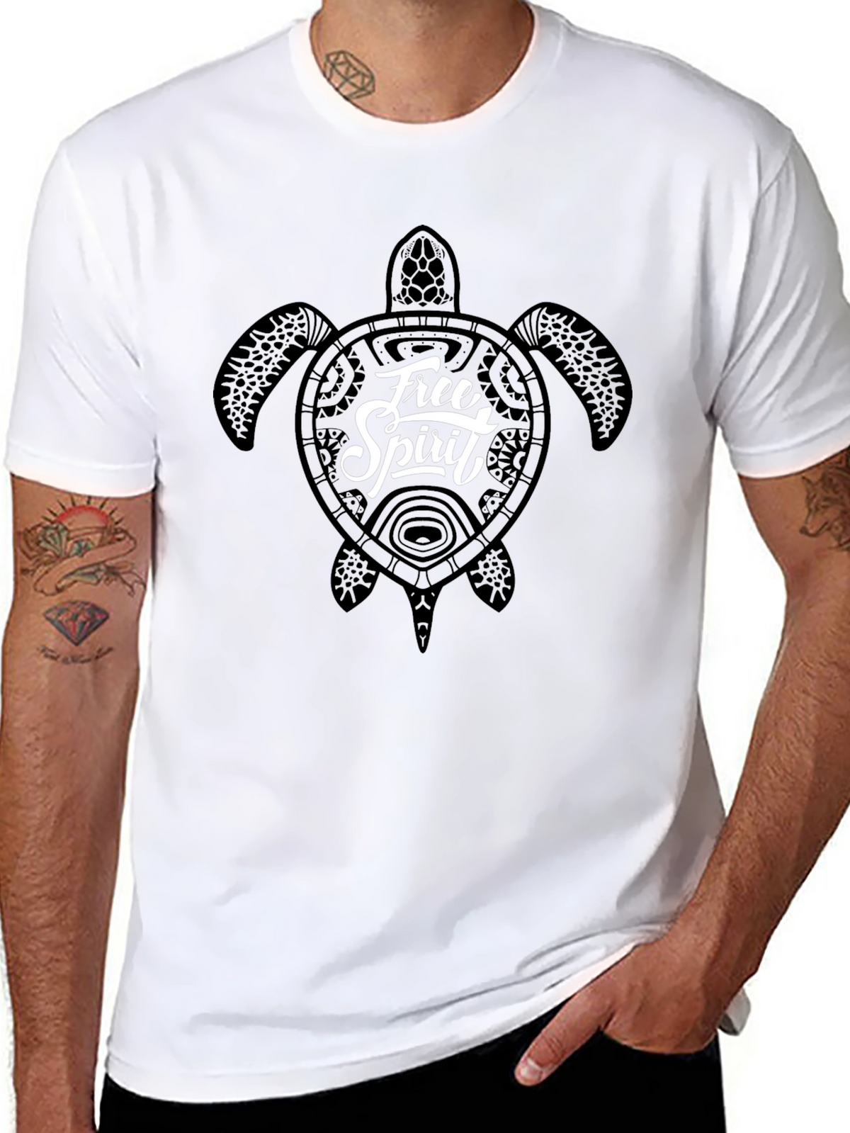 Free Spirit Turtle Graphic T-Shirt - Black