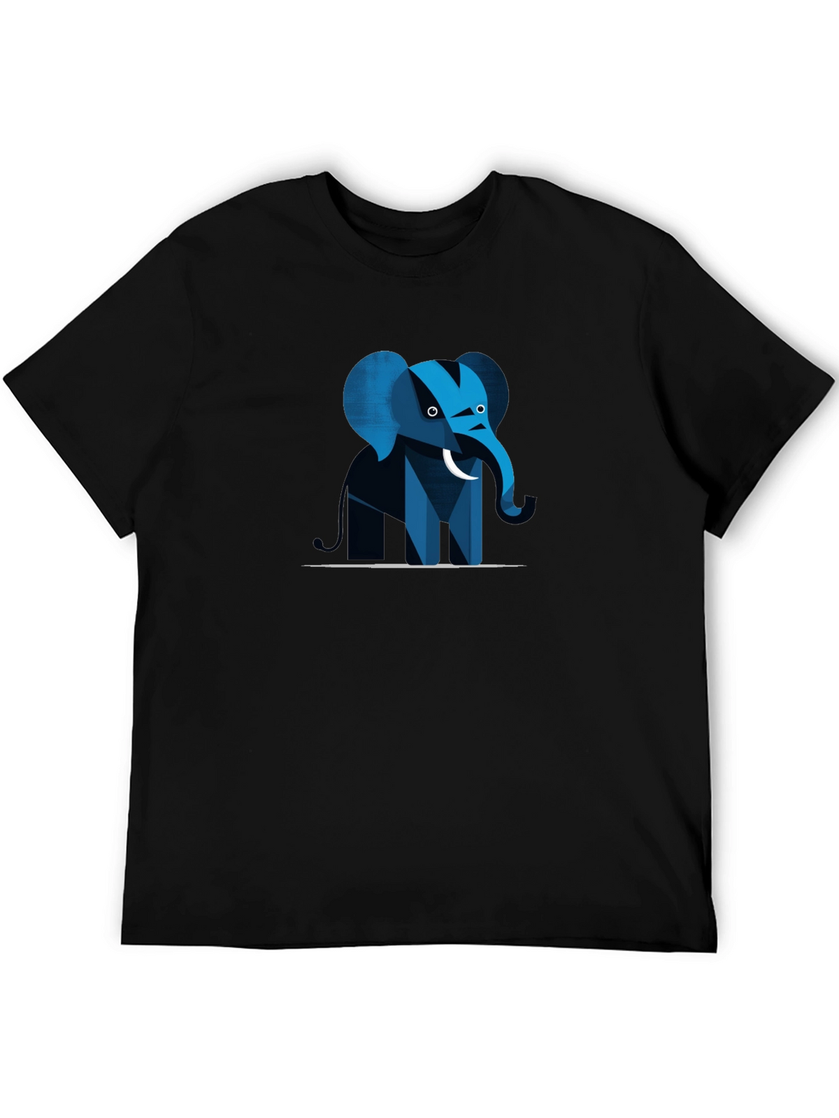 Geometric Elephant Graphic Tee - Black
