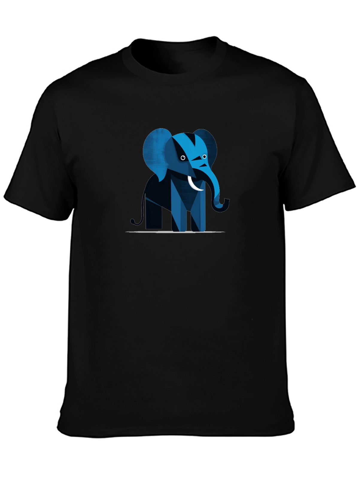Geometric Elephant Graphic Tee - Black