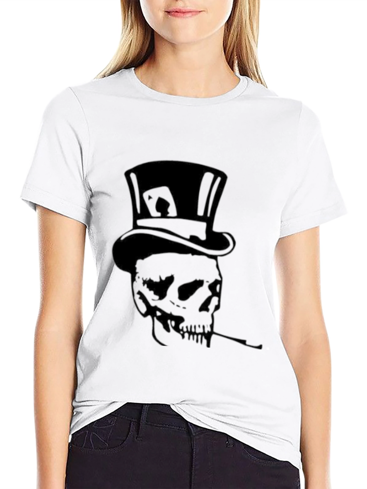 Skull Top Hat T-Shirt - Smoker Ace of Spades