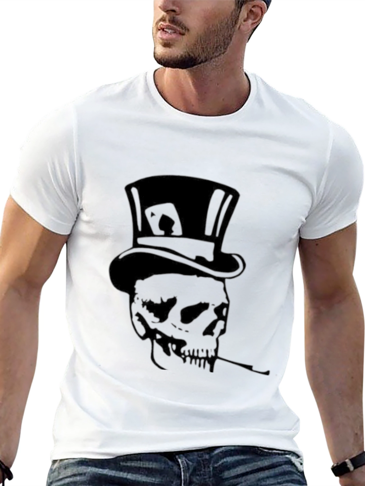 Skull Top Hat T-Shirt - Smoker Ace of Spades