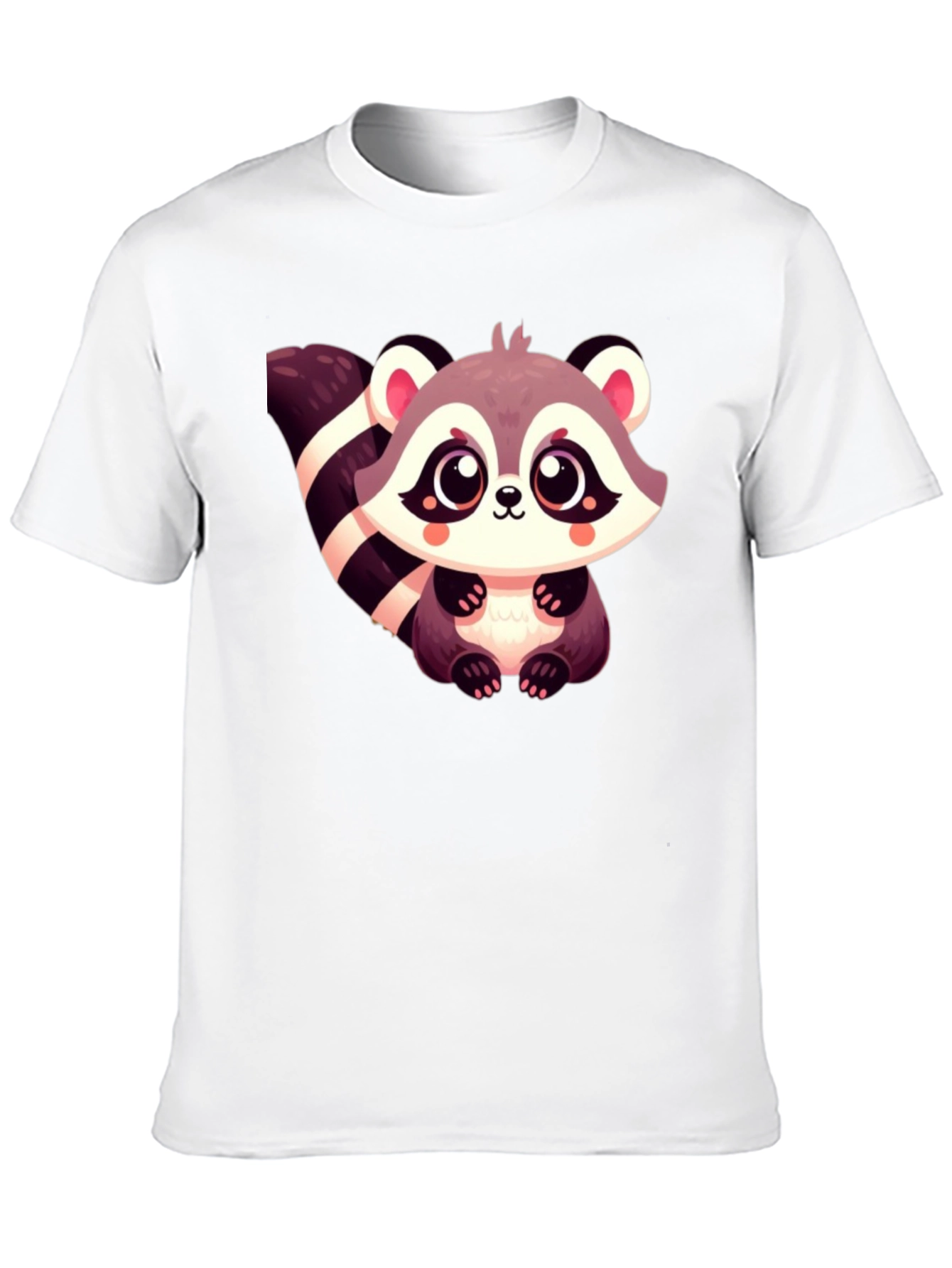 Cute Raccoon Graphic Tee - Black Cotton Casual Shirt