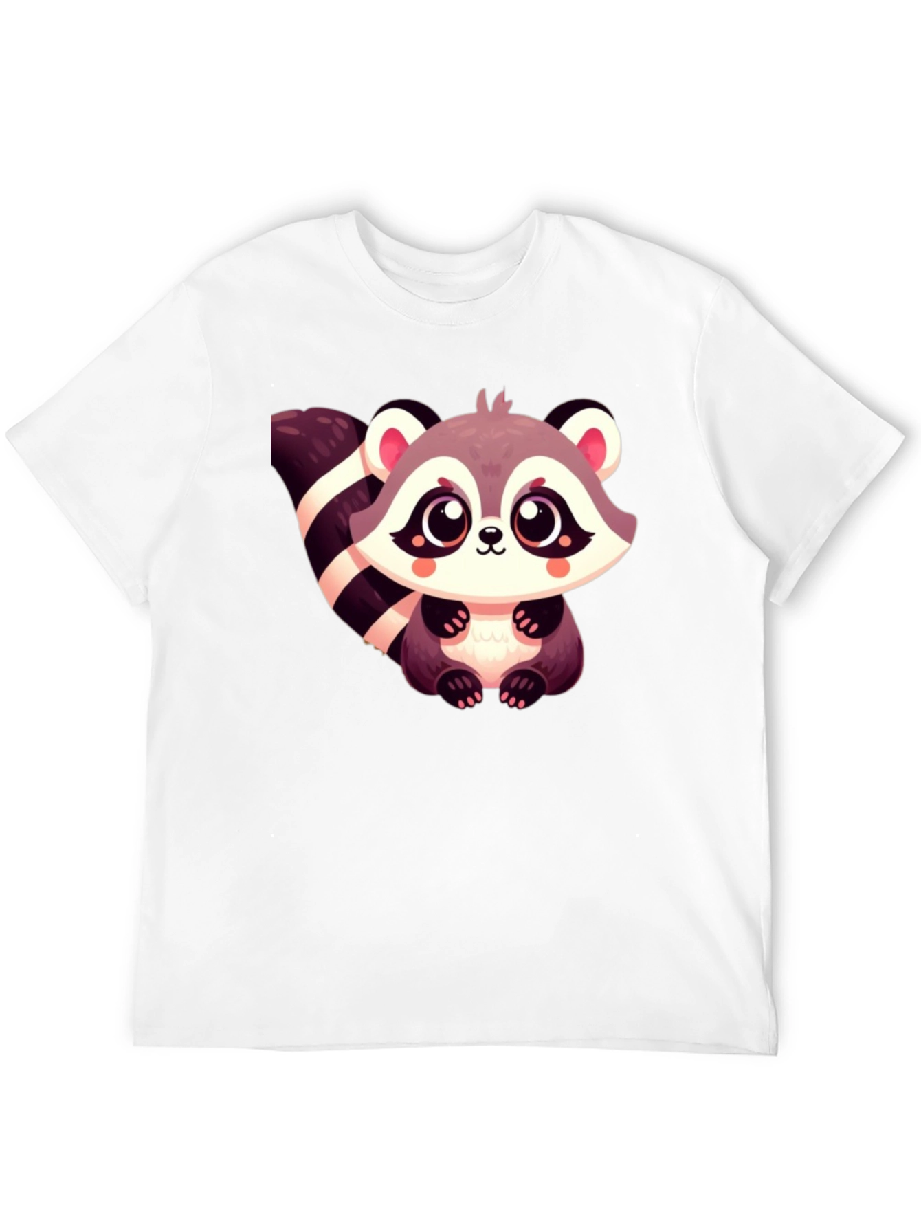 Cute Raccoon Graphic Tee - Black Cotton Casual Shirt