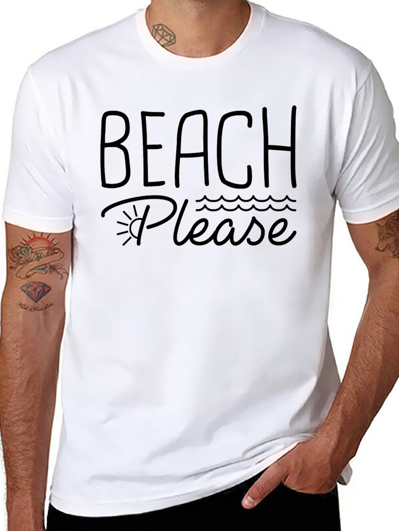 Beach Please Black Graphic Tee - Summer Vibes