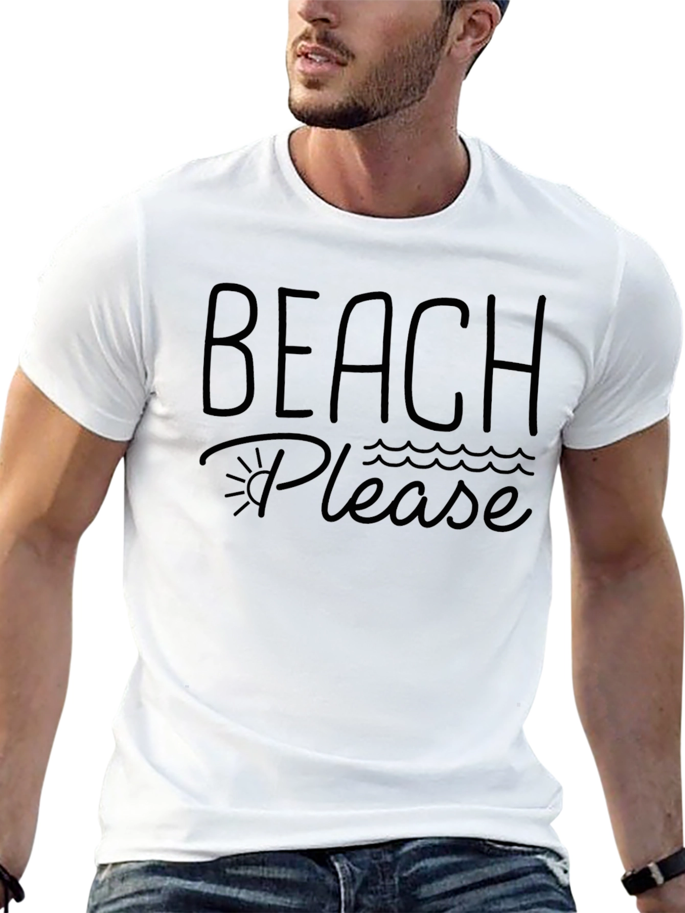 Beach Please Black Graphic Tee - Summer Vibes