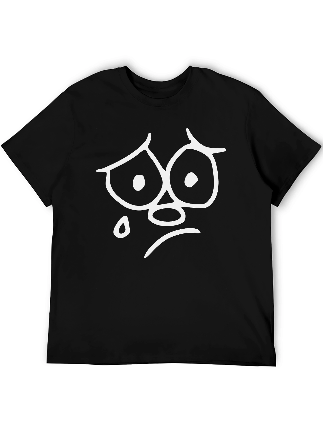 Sad Face Graphic Tee - Unisex Black Cotton T-Shirt