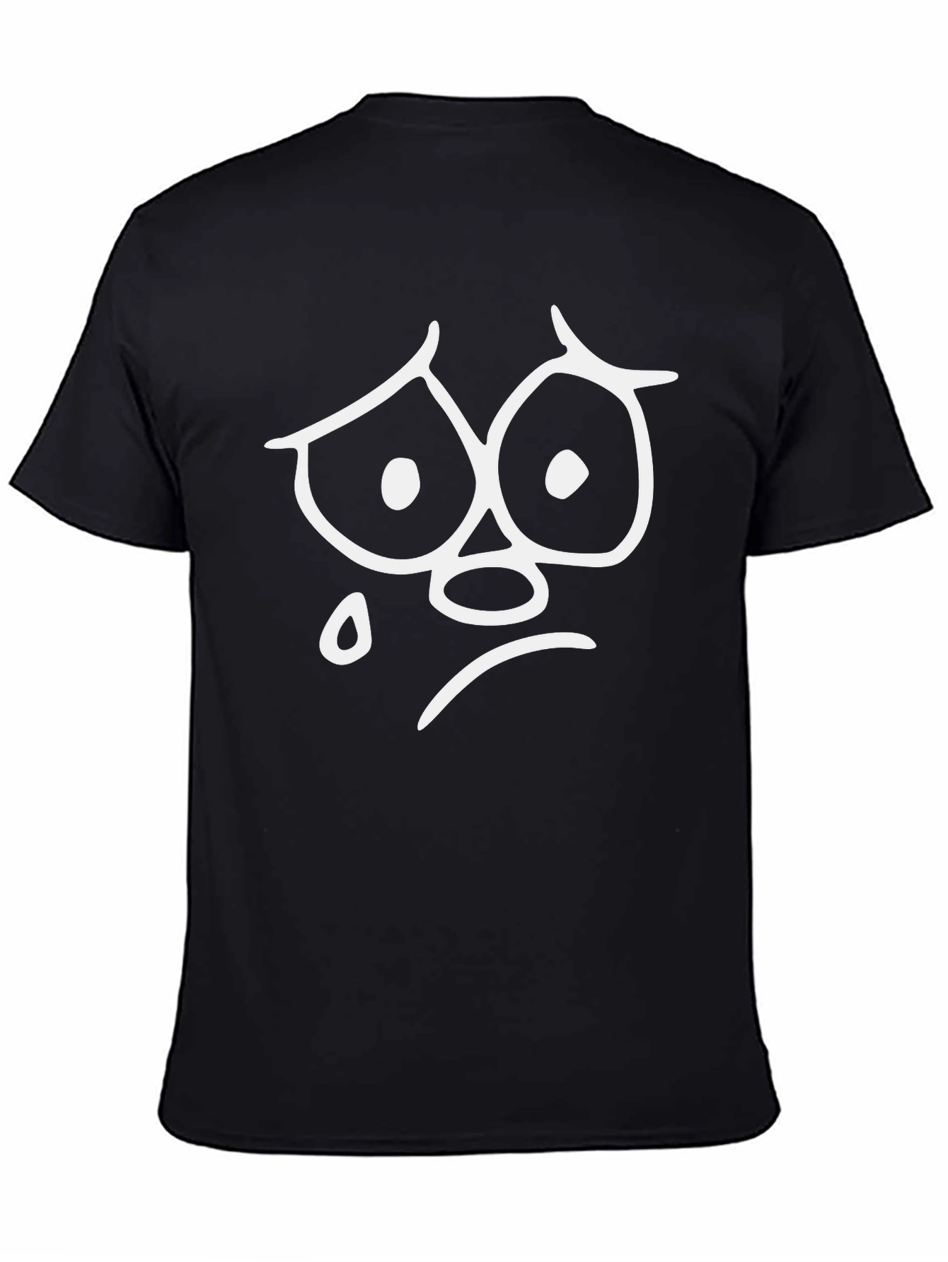 Sad Face Graphic Tee - Unisex Black Cotton T-Shirt