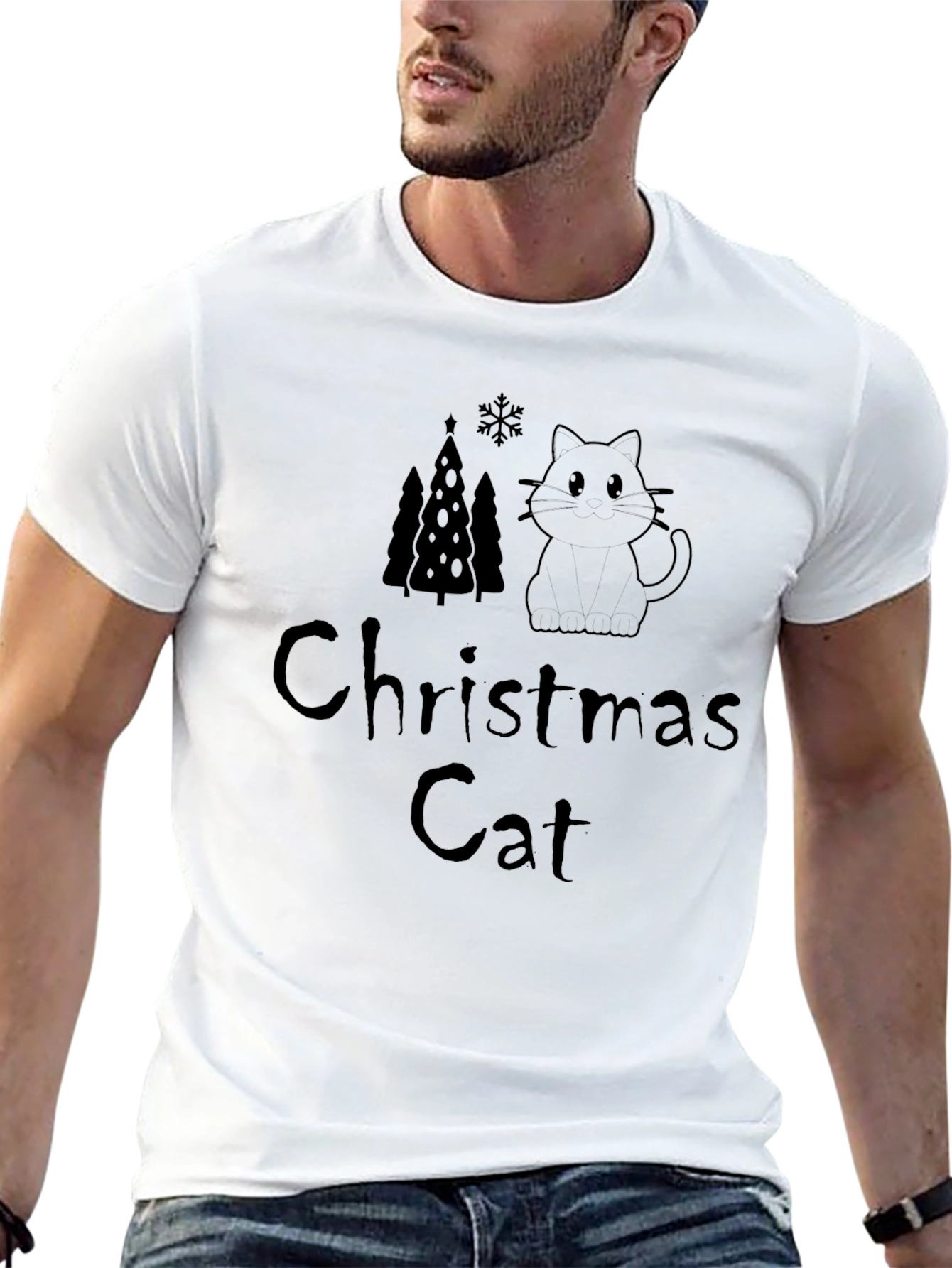 Christmas Cat T-Shirt - Festive & Fun Design