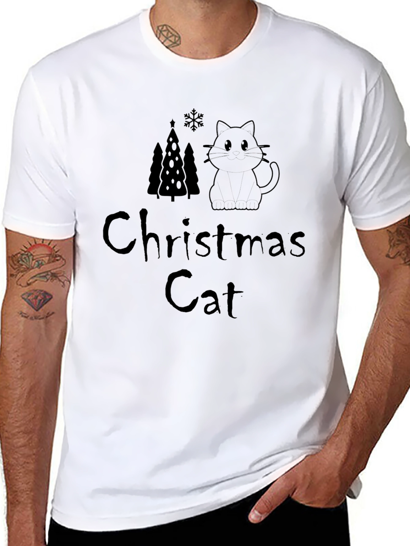 Christmas Cat T-Shirt - Festive & Fun Design